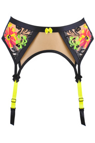 Axami V-11832 pas do pończoch niski koronkowy wzór-czarny