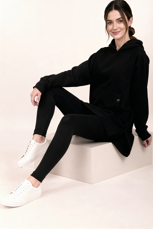 Vivisence 9106 legginsy prążkowane z bawełny czarny