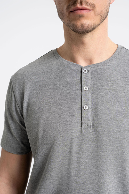 Moraj PDM3700-006 piżama męska z guzikami krótki rękaw grey melange