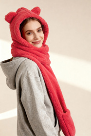 Nakrycie głowy kaptur Vivisence 70107 malinowy