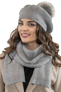 Vivisence 7035Kmpl Komplet beret+szalik, jasnoszary