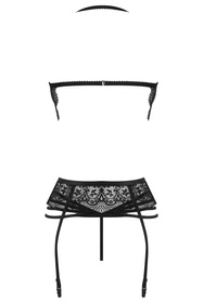 Komplet biustonosz + stringi + pas do pończoch Beauty Night Lace Temptation BN6746 black