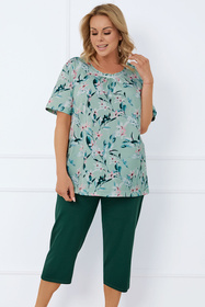 Piżama Italian Fashion Alwea kr.r. sp.3/4 druk/c.zielony