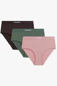 Atlantic 3CLP-009 3-pack Majtki figi, brąz/róż/zielony