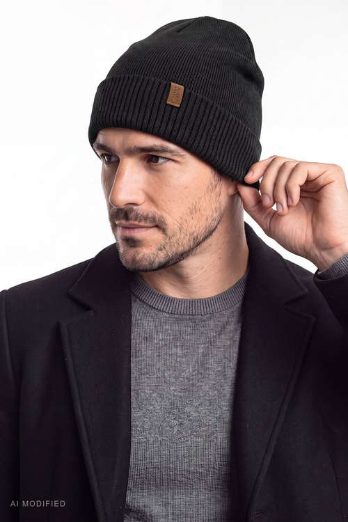 Vivisence M7013 KMPL komplet czapka i komin z wełny merino, czarny