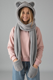 Nakrycie głowy kaptur Vivisence 70107 szary jasny