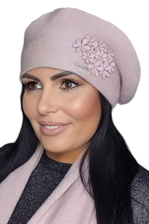 Kamea Feba Nakrycie głowy beret, pudrowy róż