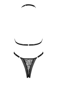 Obsessive Xenita set Nocna komplet biustonosz + stringi, czarny