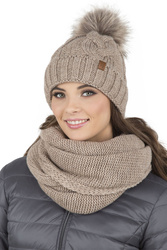 Vivisence 7014Kmpl Komplet czapka+komin, beżowy