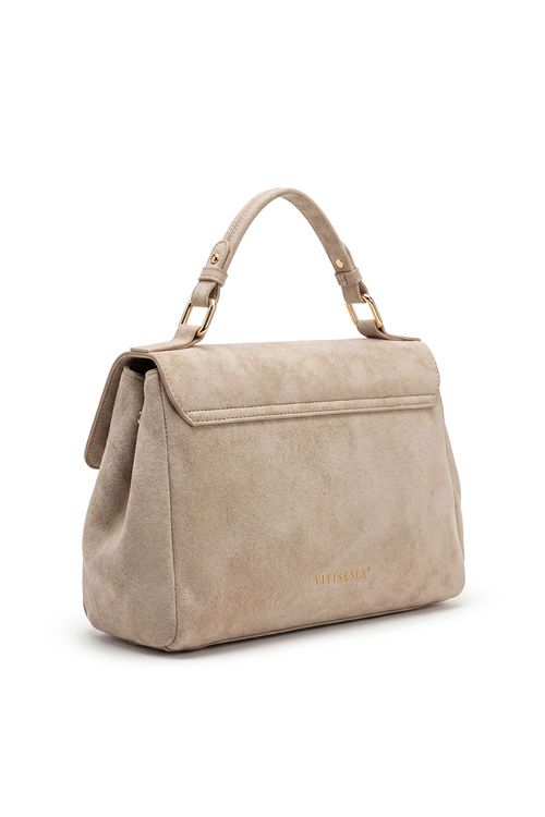Vivisence T0036 torebka do ręki z frędzlami taupe
