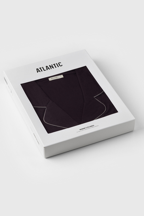 Atlantic NLP-496 piżama damska koszulowa, krótkie spodenki winny