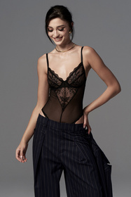 Obsessive Perisia crotchless teddy body z fiszbinami black