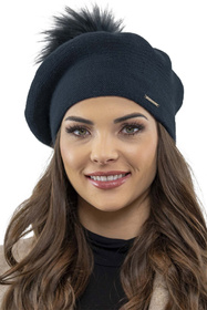 Vivisence 7035Kmpl Komplet beret+szalik, granatowy