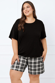 Piżama Italian Fashion Klara kr.r. kr.sp. czarny/druk