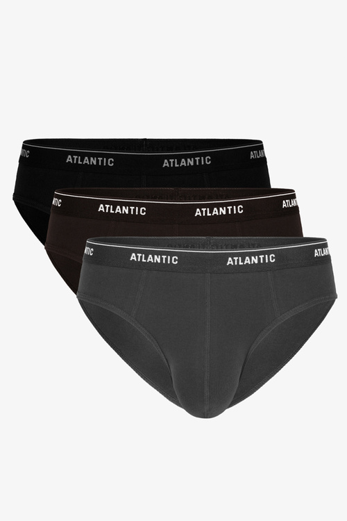 Majtki slipy Atlantic 3MP-157 grafit-czarny-czekoladowy