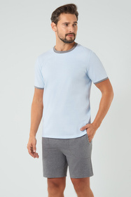 Piżama Italian Fashion Nikodem kr.r. kr.sp. niebieski/śr.melanż