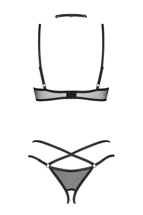 Komplet półbiustonosz + stringi otwarte Obsessive Donarella 3-pcs set black