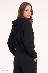 Vivisence 9009 bluza rozpinana z kapturem krótki fason czarny