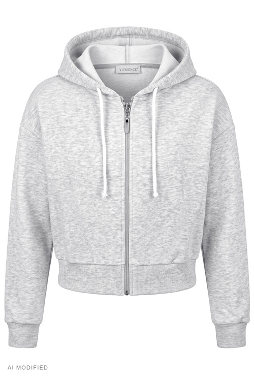 Vivisence 9009 bluza rozpinana z kapturem krótki fason szary melanż