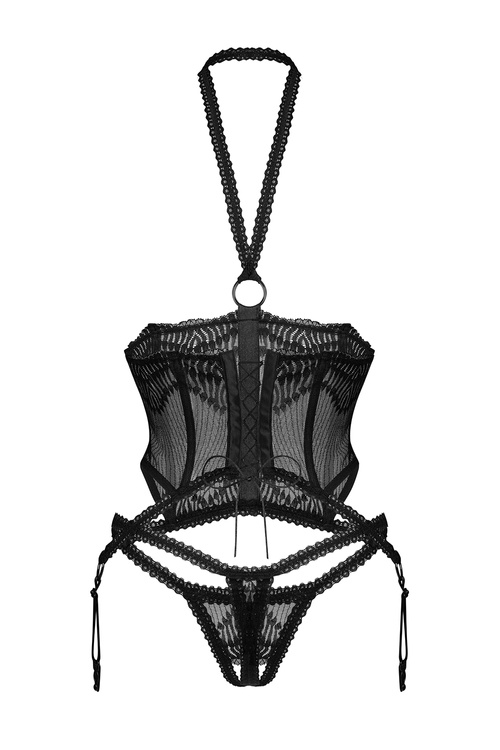 Gorset sexy Obsessive Alliane corset & thong black