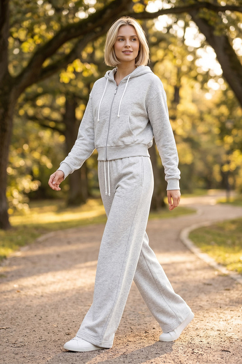 Vivisence 9009 bluza rozpinana z kapturem krótki fason szary melanż