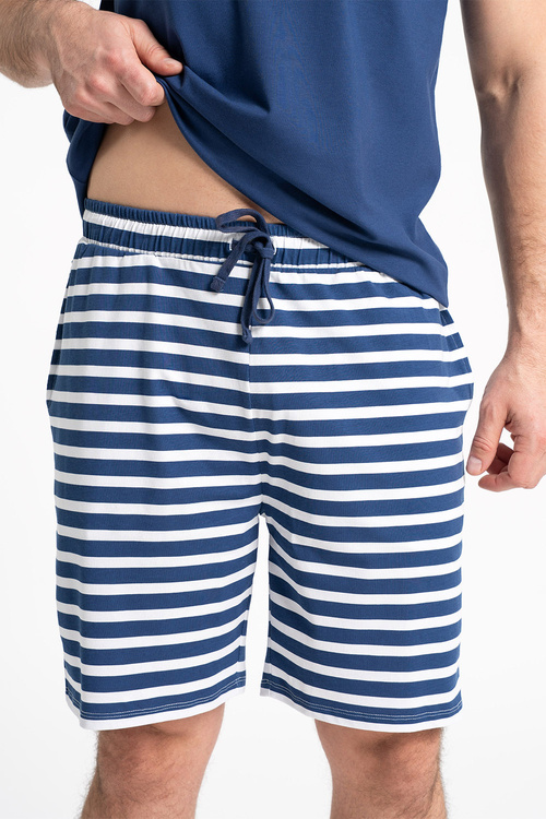 Moraj PDM3600-005 piżama męska krótka, spodenki w paski blue