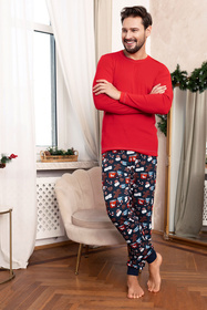 Nocna piżama Italian Fashion Rojas dł.r. dł.sp. czerwony/druk