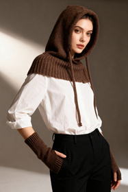 Kaptur balaclava Vivisence 70110 brązowy