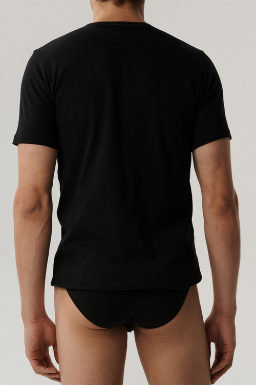 Atlantic BMV-048 t-shirt dopasowany z okrągłym dekoltem czarny