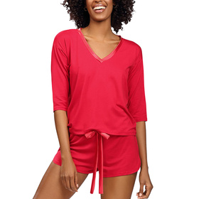 Nocna komplet koszulka + szortDkaren Edith czerwony 