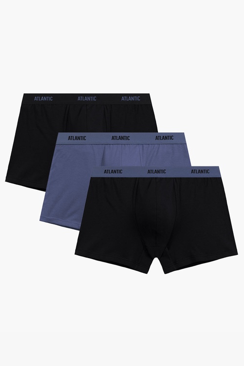 Atlantic 3MH-0111 bokserki męskie 3-pack dopasowane, czarny/denim/czarny