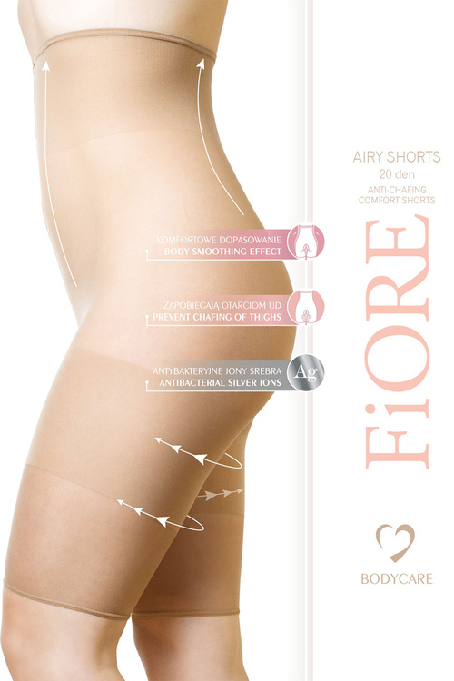 Fiore Airy Shorts 20 DEN bermudy przeciw otarciom Majtki bermudy, nude