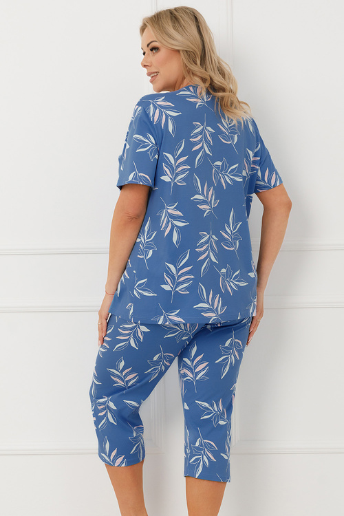 Italian Fashion Perina piżama krótki rękaw spodnie 3/4 druk/niebieski