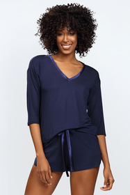 Dkaren Edith Nocna komplet koszulka + szorty, granat