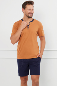 Piżama Italian Fashion Juliusz kr.r. kr.sp. koniak/granat
