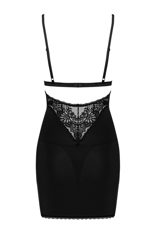 Nocna komplet koszulka + stringi Obsessive Maderris chemise czarny