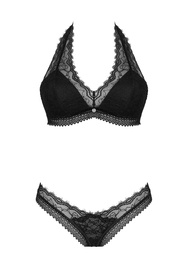 Nocna komplet biustonosz + stringi Obsessive Medilla 2-pcs set czarny