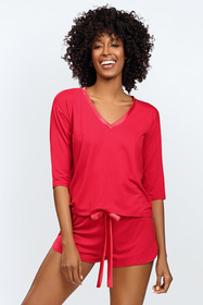 Nocna komplet koszulka + szortDkaren Edith czerwony 
