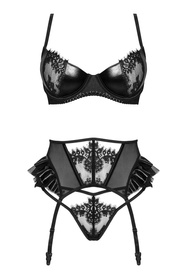 Komplet biustonosz + stringi + pas do pończoch Beauty Night Rafaella set BN6717 black