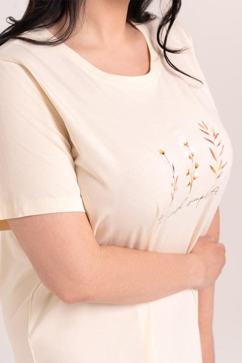 Moraj PDK2800-007 koszula nocna z nadrukiem kwiatowym peach