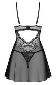 Obsessive Perisia komplet babydoll i stringi z fiszbinami black