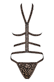 Obsessive Tigrita 2-pcs set Nocna komplet biustonosz + stringi, brązowy