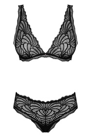 Obsessive Sweetia 2-pcs set Nocna komplet biustonosz + stringi, czarny