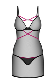 Komplet koszulka + stringi Obsessive Novenes chemise black 