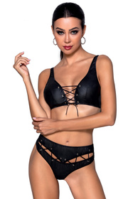 Nocna komplet biustonosz + stringi Passion Francesca bikini black 