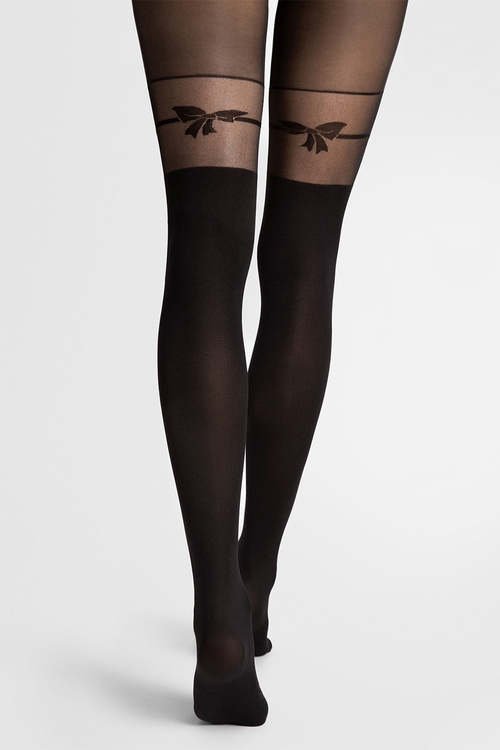 Fiore Fiocco 40 DEN rajstopy z kokardą efekt pończoch, black