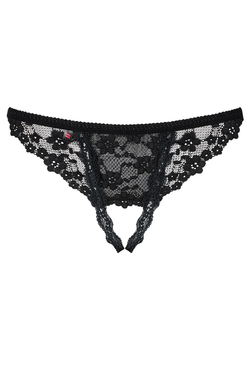 Obsessive Letica Crotchless Thong Majtki stringi, czarny
