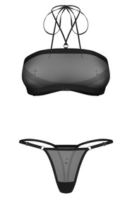 Obsessive Orinelle komplet biustonosz + stringi z ringami black