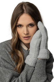 Komplet balaclava kaptur+rękawiczki Vivisence 7097Kmpl jasnoszary 