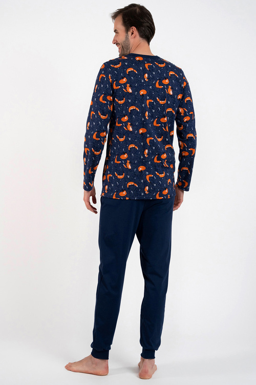 Nocna piżama Italian Fashion Witalis dł.r. dł.sp. druk/granat